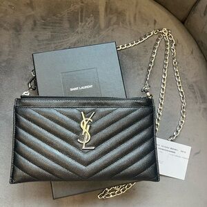 YSL monogram black wallet on chain